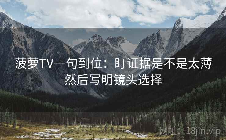 菠萝TV一句到位：盯证据是不是太薄然后写明镜头选择