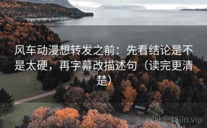 风车动漫想转发之前：先看结论是不是太硬，再字幕改描述句（读完更清楚）